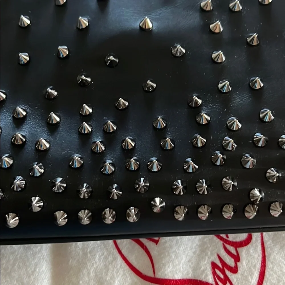 Christian Louboutin Black Leather Loubiposh Degrade spiked clutch